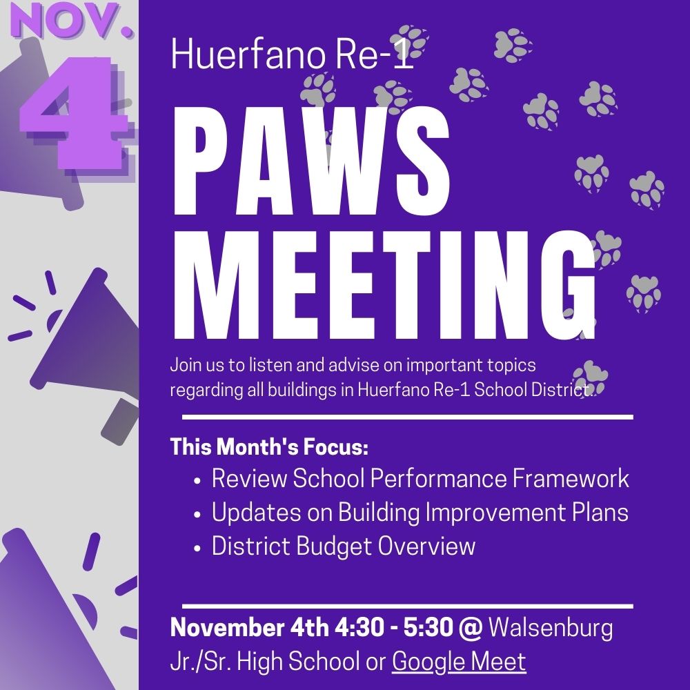 PAWS Monthly Meeting information flyer